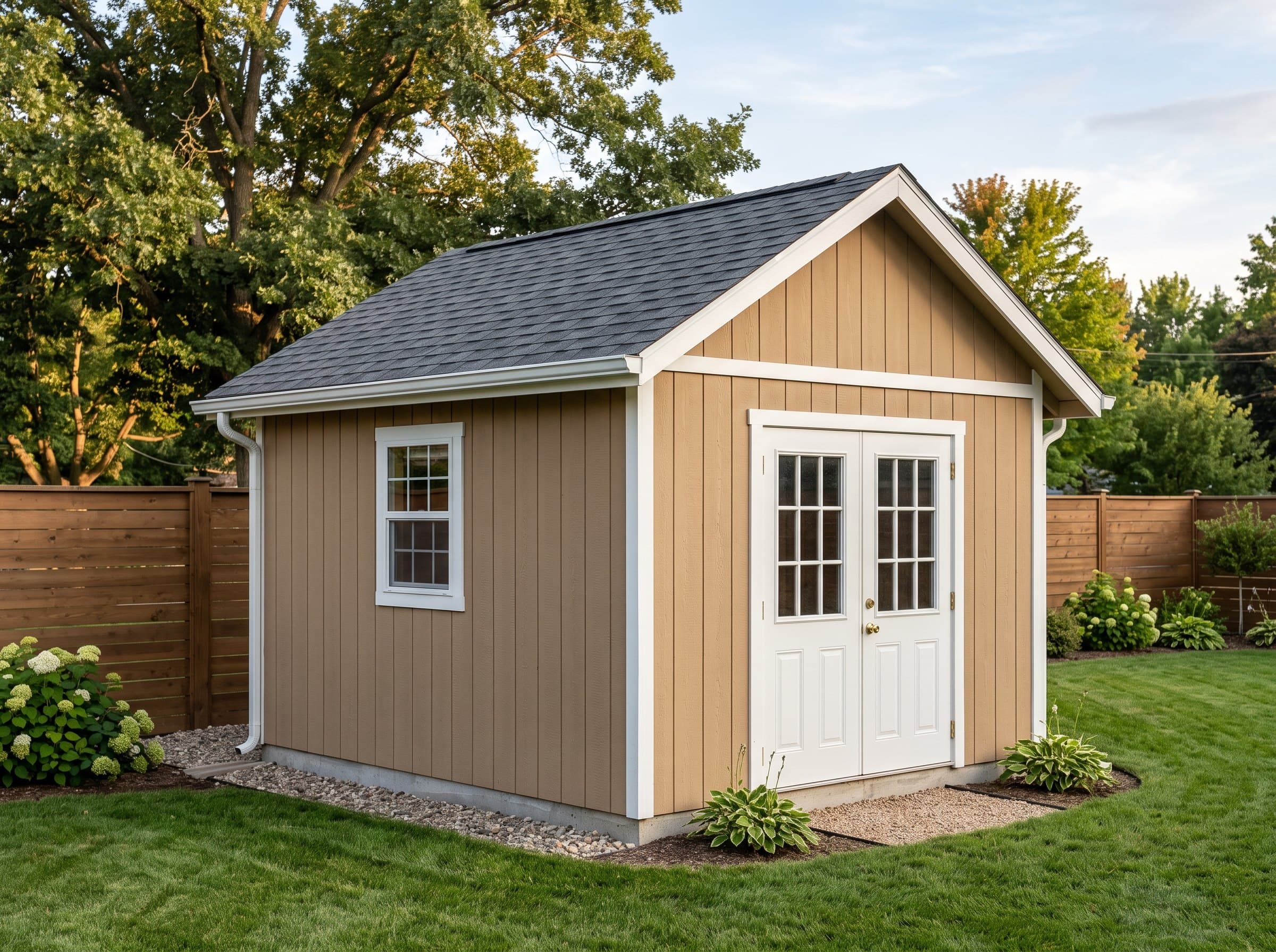 10×12 Double Door Shed — photorealistic render