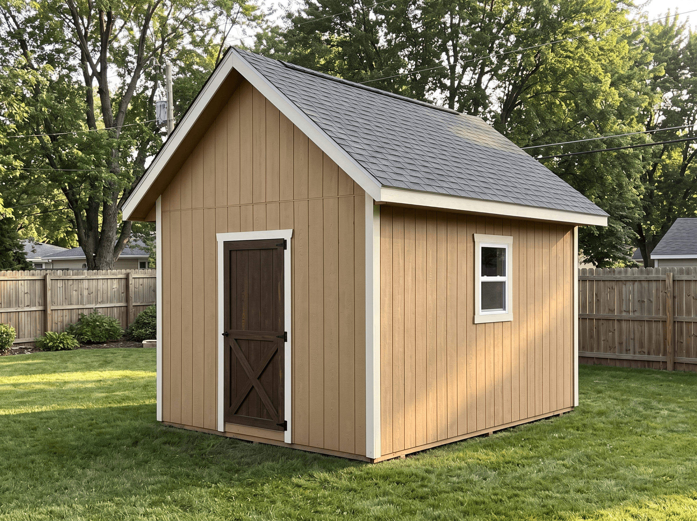 10×12 Saltbox Storage Shed — photorealistic render