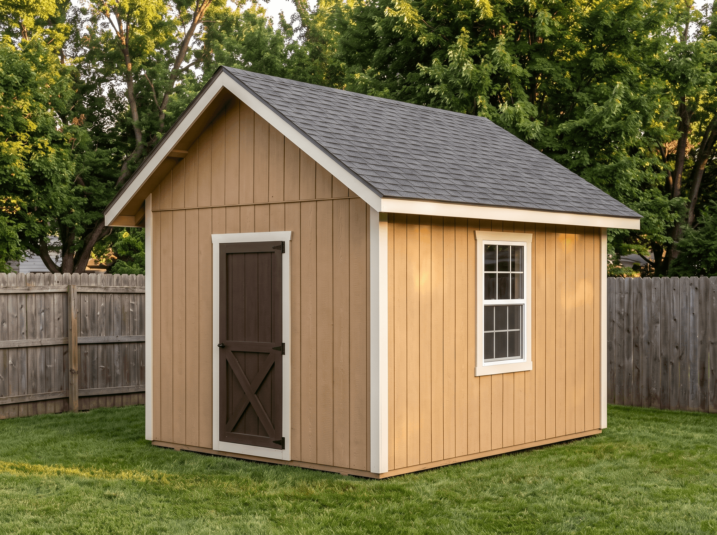 12×16 Saltbox Workshop — photorealistic render